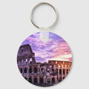 Painting of Colosseum in Rome at sunset Key Ring