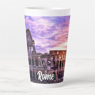 Painting of Colosseum in Rome at sunset Latte Mug