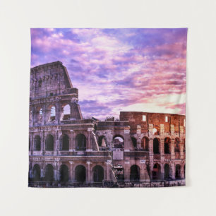 Painting of Colosseum in Rome at sunset Tapestry