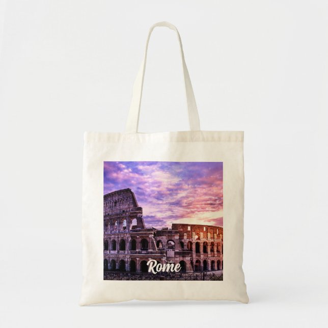 Painting of Colosseum in Rome at sunset Tote Bag (Front)