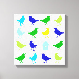 Painting of Coloured Birds by Chariklia Zarris Canvas Print