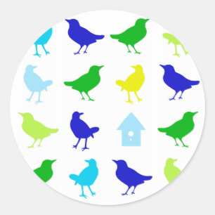 Painting of Coloured Birds by Chariklia Zarris Classic Round Sticker