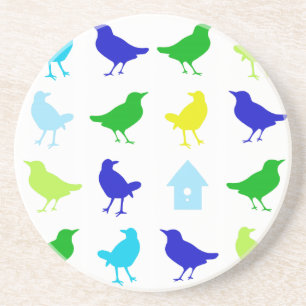 Painting of Coloured Birds by Chariklia Zarris Coaster
