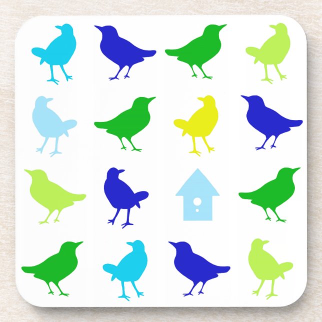 Painting of Coloured Birds by Chariklia Zarris Coaster (Front)