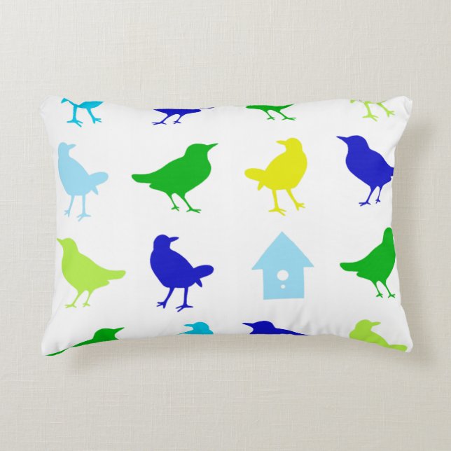 Painting of Coloured Birds by Chariklia Zarris Decorative Cushion (Front)