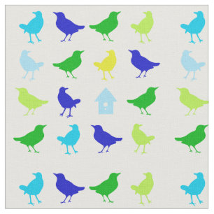 Painting of Coloured Birds by Chariklia Zarris Fabric