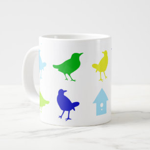 Painting of Coloured Birds by Chariklia Zarris Large Coffee Mug
