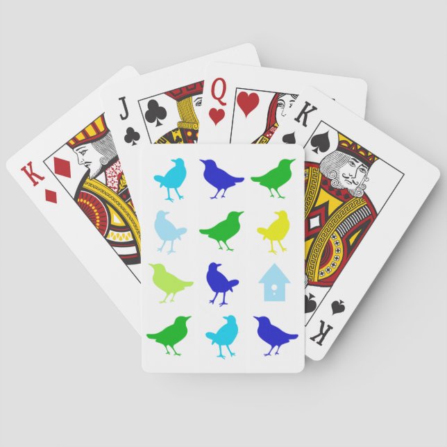 Painting of Coloured Birds by Chariklia Zarris Playing Cards (Back)
