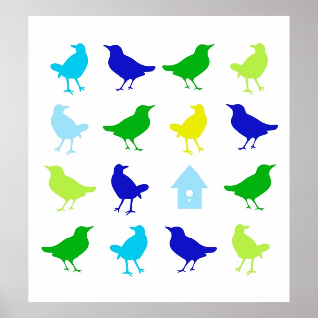 Painting of Coloured Birds by Chariklia Zarris Poster (Front)