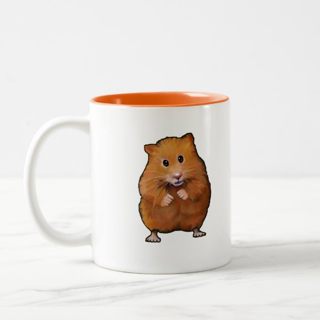 Painting of Cute Little Hamster: Art Two-Tone Coffee Mug (Left)