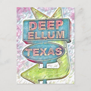 Painting of Deep Ellum sign, Dallas Texas Postcard