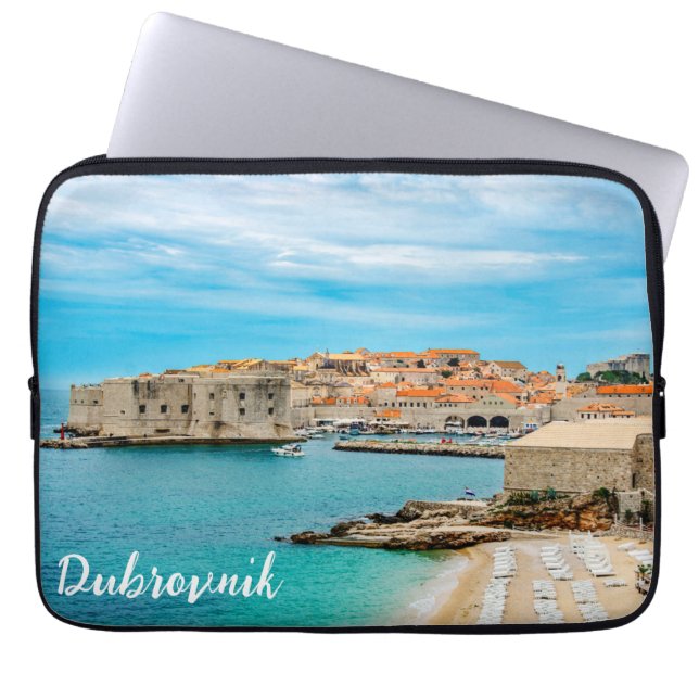 Painting of Dubrovnik beach Laptop Sleeve (Front)