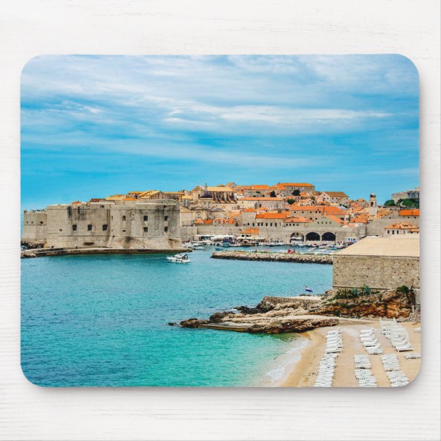 Painting of Dubrovnik beach Mouse Mat (Front)