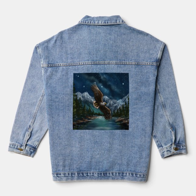 painting of eagle  denim jacket (Back)