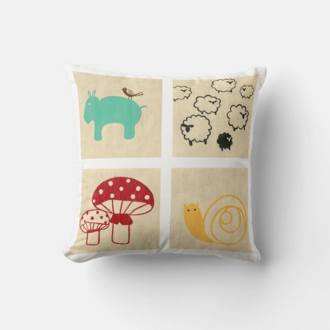 Painting of Four Children's Wood Blocks Cushion (Front)
