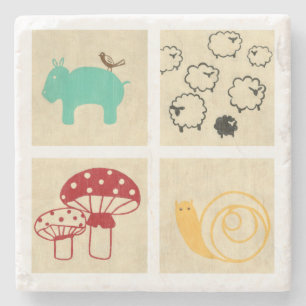 Painting of Four Children's Wood Blocks Stone Coaster