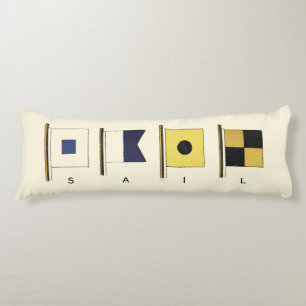 Painting of Four Flags with Sail Written Beneath Body Cushion