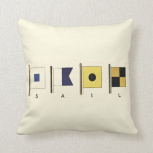Painting of Four Flags with Sail Written Beneath Cushion