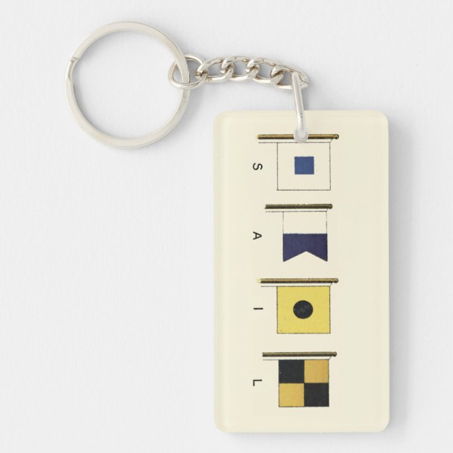 Painting of Four Flags with Sail Written Beneath Key Ring (Front)