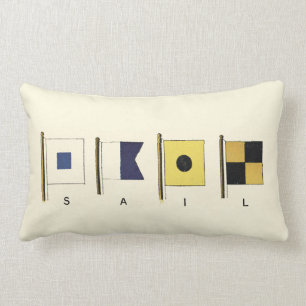 Painting of Four Flags with Sail Written Beneath Lumbar Cushion