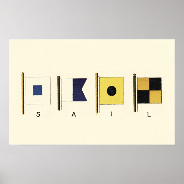 Painting of Four Flags with Sail Written Beneath Poster (Front)