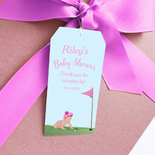 Painting Of Golf Baby Girl Sweet Caddy Baby Shower Gift Tags