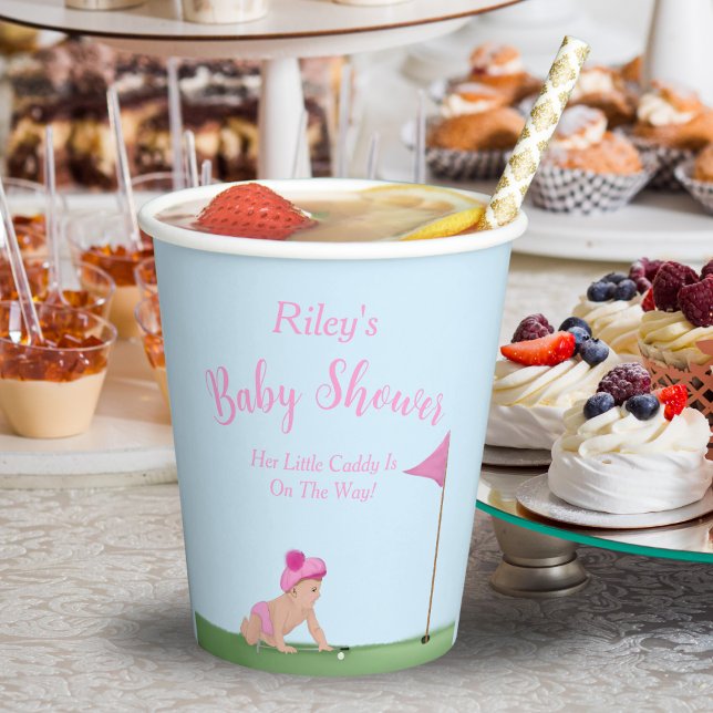 Painting Of Golf Baby Girl Sweet Caddy Baby Shower Paper Cups (Adorable golf-themed paper cups for a memorable baby shower celebration.)