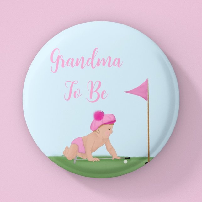 Painting Of Golf Baby Girl Sweet Caddy Big Sister 6 Cm Round Badge (Creator Uploaded)