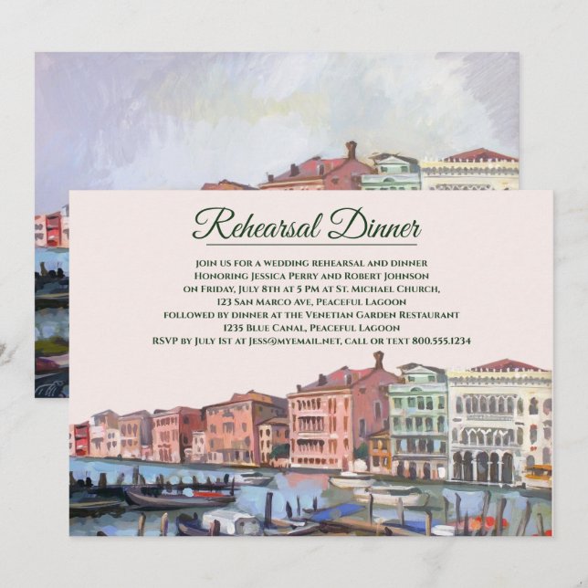 Painting of Grand Canal | Rehearsal Dinner Invitation (Front/Back)