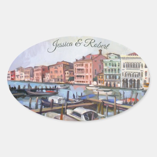 Painting of Grand Canal, Venice, Italy Oval Sticker (Front)