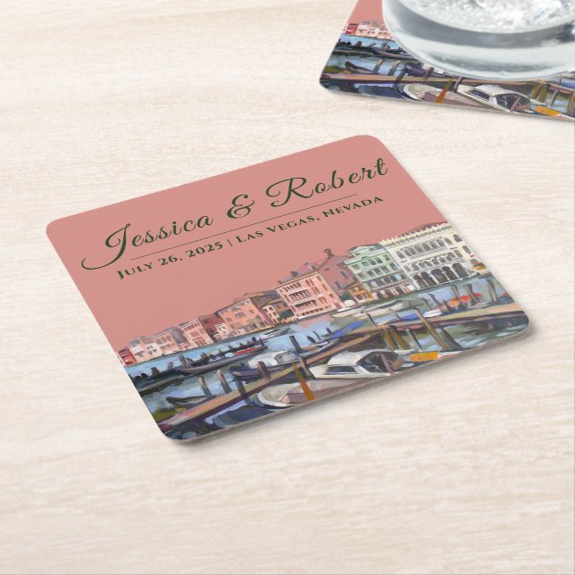 Painting of Grand Canal, Venice, Italy Square Pape Paper Coaster (Angled)