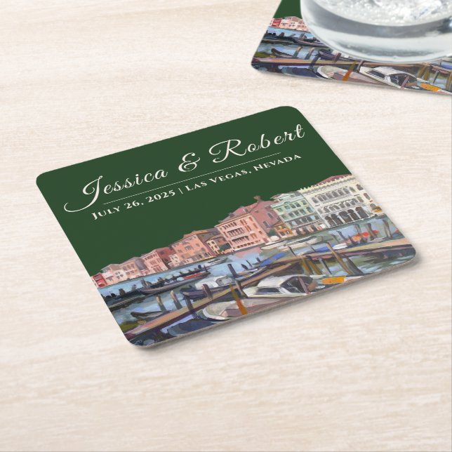 Painting of Grand Canal, Venice, Italy Square Pape Square Paper Coaster (Angled)
