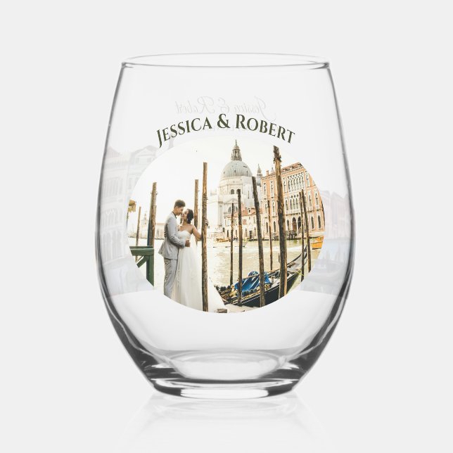 Painting of Grand Canal, Venice, Italy Stemless Wine Glass (Front)