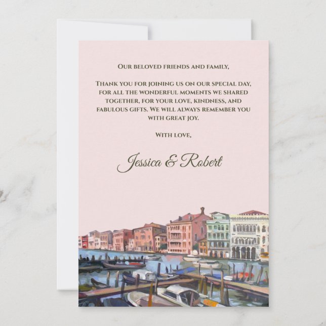 Painting of Grand Canal, Venice, Italy Thank You Card (Back)