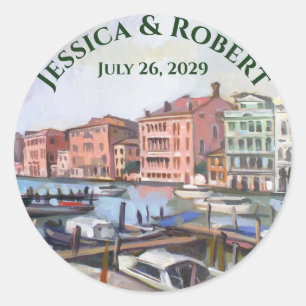 Painting of Grand Canal, Venice, Italy Wedding Classic Round Sticker