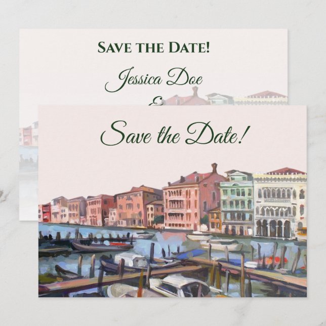Painting of Grand Canal, Venice, Italy Wedding Invitation (Front/Back)