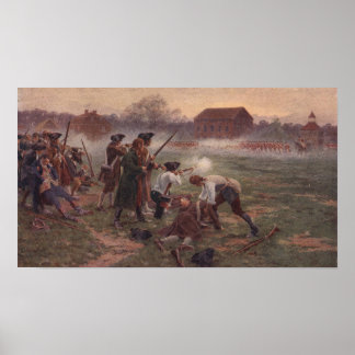 Painting of Line battle in American Revolutionary Poster