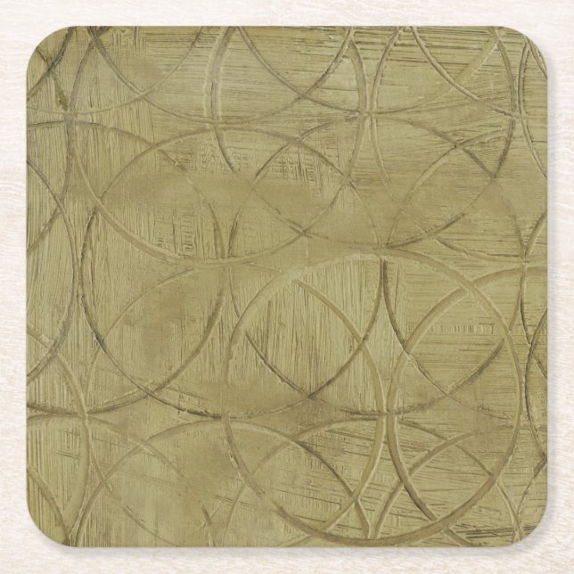 Painting of Linked Circles by Jennifer Goldberger Square Paper Coaster (Front)