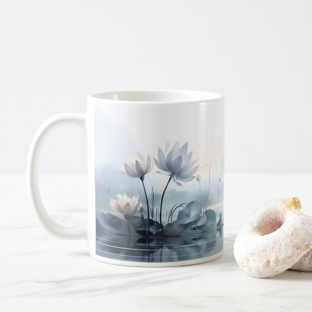 Painting Of Lotus Flower Coffee Mug (With Donut)