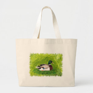 Painting of Mallard Duck sitting in the grass Bag