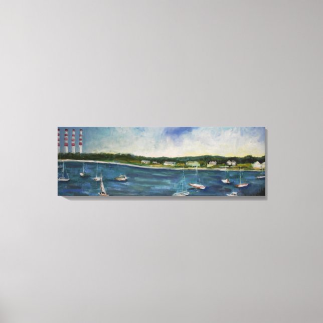 Painting Of Northport Harbour N.Y Reproduction Canvas Print (Front)