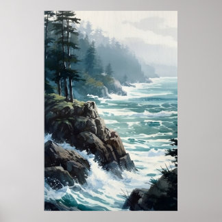 Painting Of Ocean Poster Art Print Wall Art