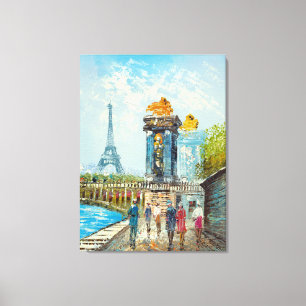 Painting Of Paris Eiffel Tower Scene Canvas Print