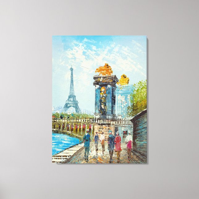 Painting Of Paris Eiffel Tower Scene Canvas Print (Front)