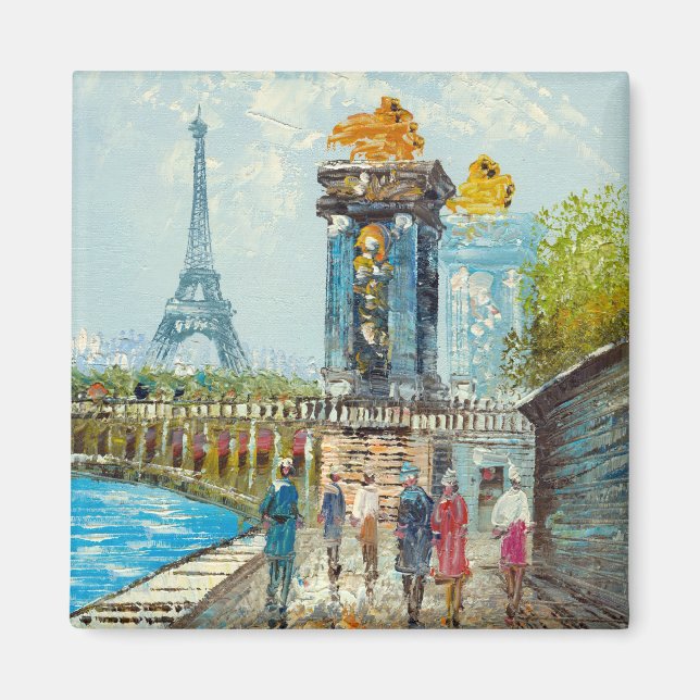 Painting Of Paris Eiffel Tower Scene Magnet (Front)