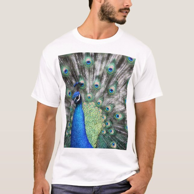 Painting of Peacock spreading his feathers T-Shirt (Front)
