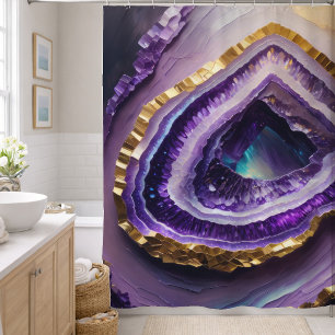 Painting of Purple Gemstone Geode Shower Curtain