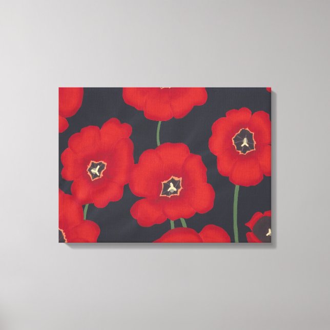 Painting of Red Tulips on Black Wrapped Canvas (Front)