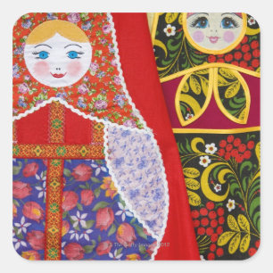 Painting of Russian Matryoshka doll Square Sticker
