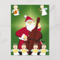 Painting of Santa Claus playing cello with